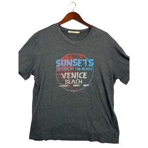 Abbot + Main Mens XL Gray Venice Beach Sunsets Graphic T Shirt Short Sleeve